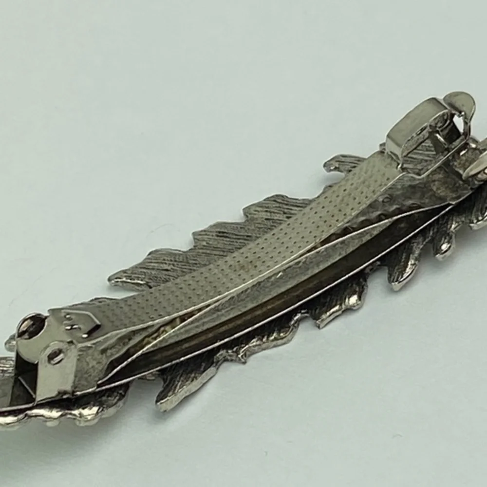 Feather Metal Hair Clip Silver‎ Tone Boho